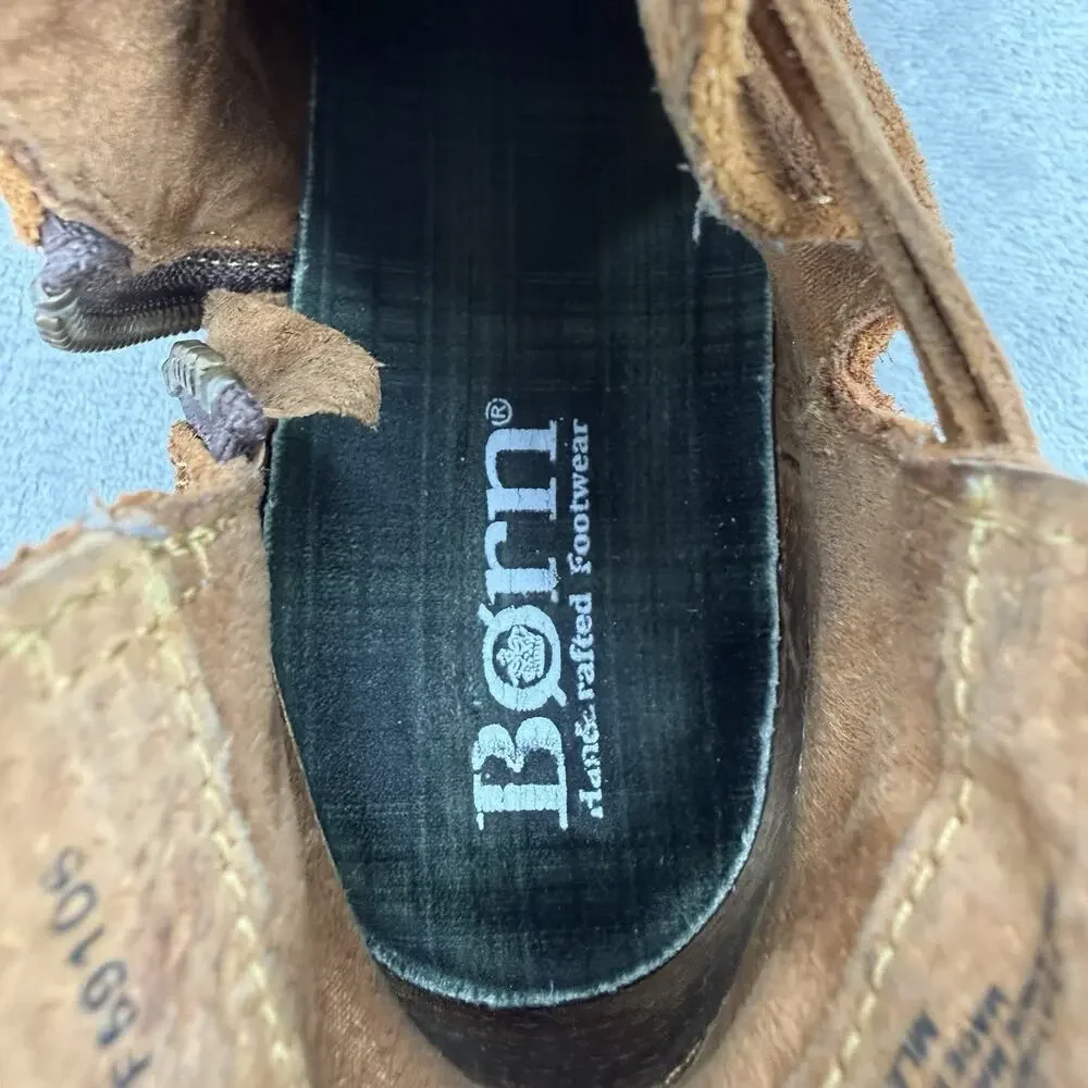 Born Tarkiln Boots Womens 8.5 Brown Distressed Ankle Boot Leather Zip - Picture 11 of 12